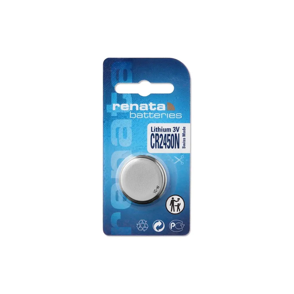 Renata battery packaging with blue and white design on a white background