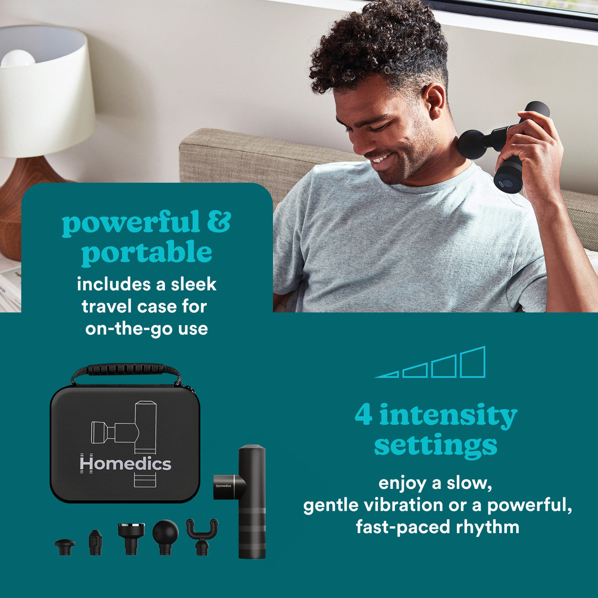 HoMedics Myti Black Mini Massage Gun with Heated Head