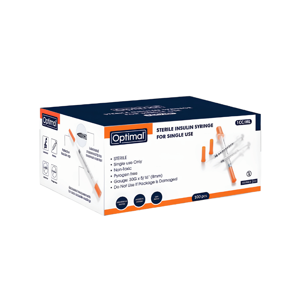 OPTIMAL Sterile Insulin Syringes – 30G, 100 Pieces