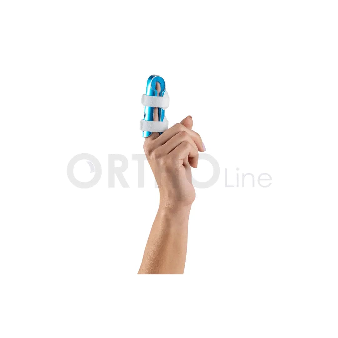 Finger splint on finger against a white background