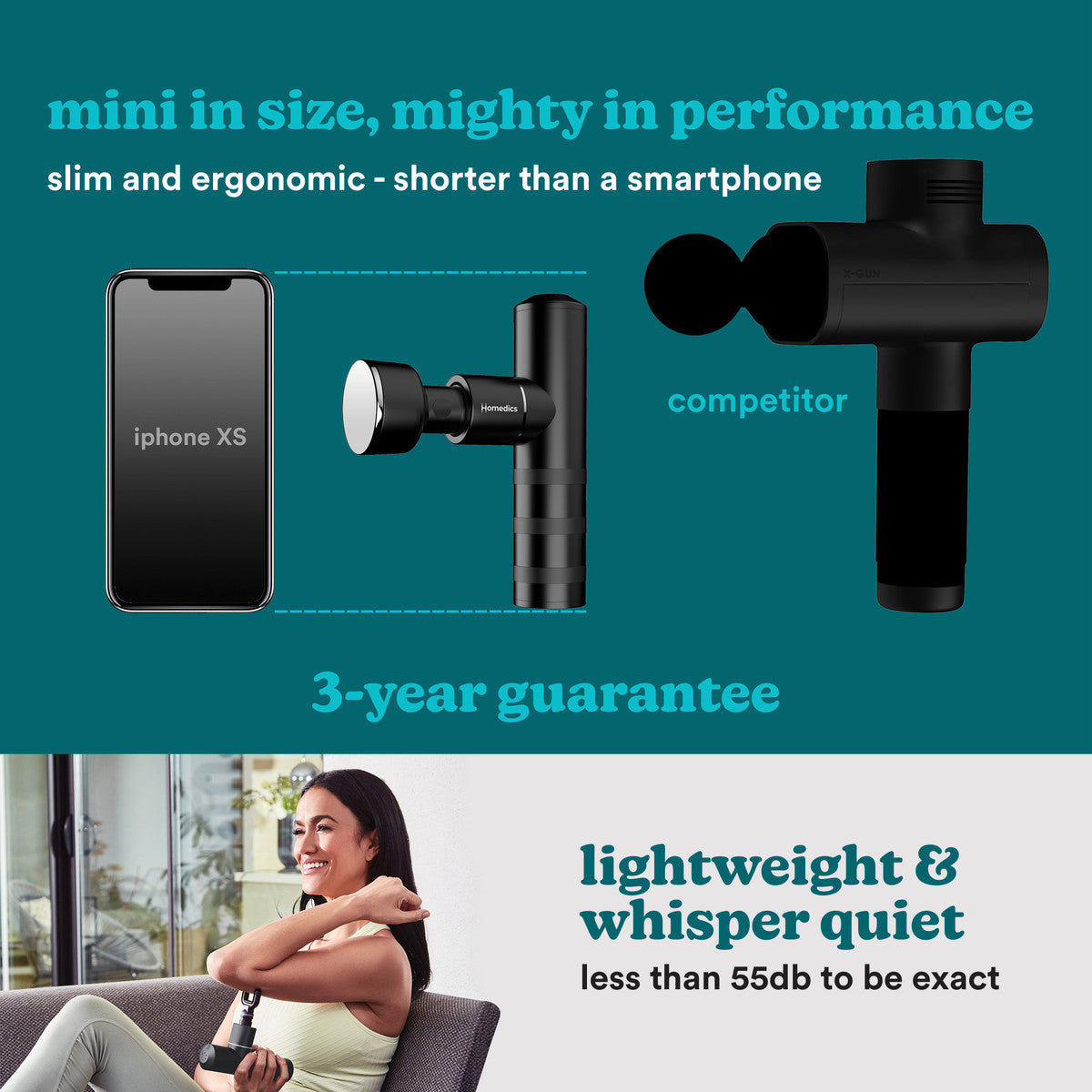 HoMedics Myti Black Mini Massage Gun with Heated Head