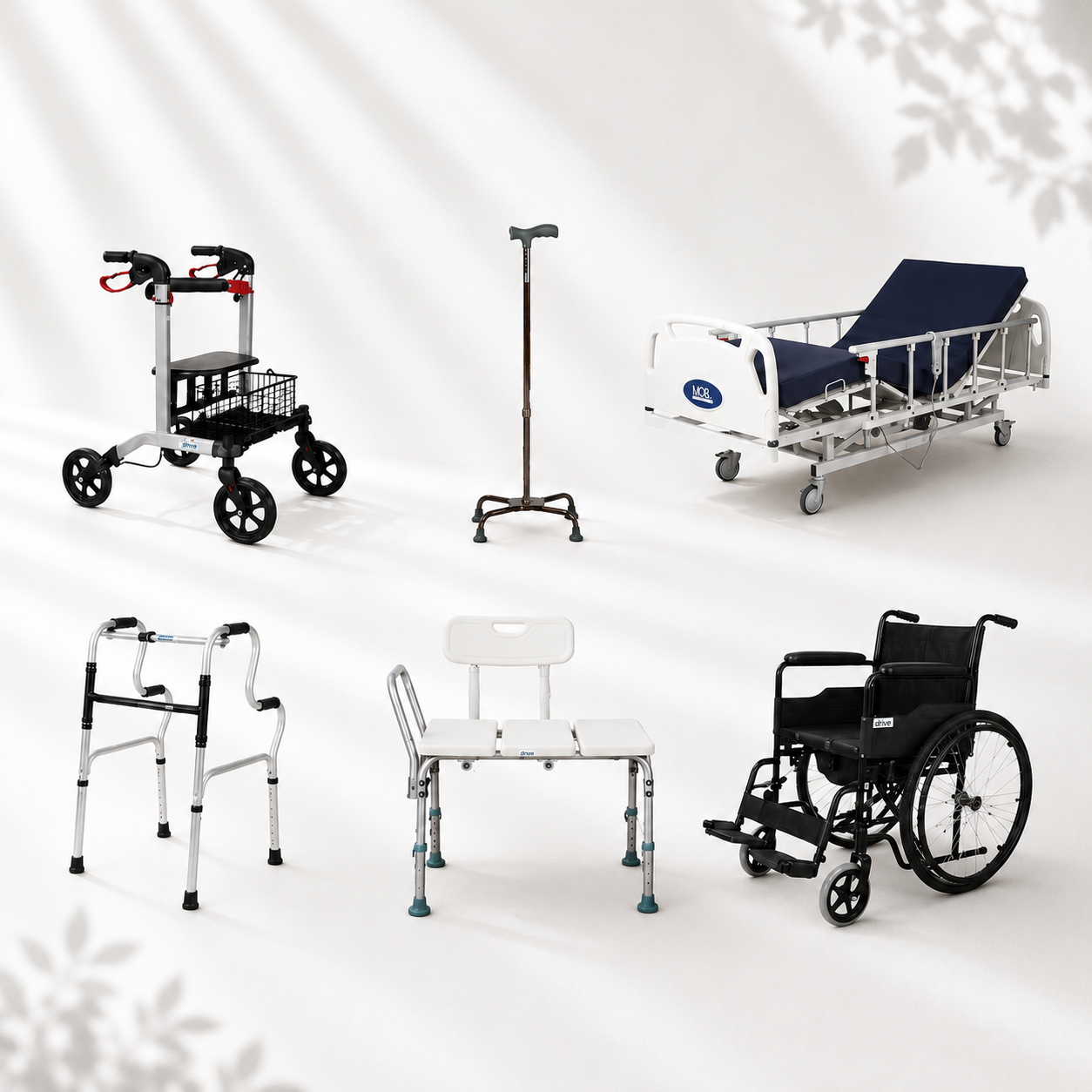 Cureline healthcare medical mobility collection wheelchair, medical bed, walker and rollator