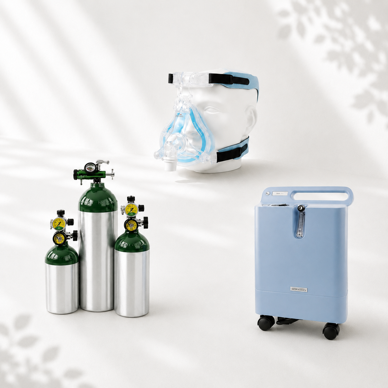 Cureline healthcare medical respiratory collections oxygen machines, oxygen tanks and CPAP machines and masks