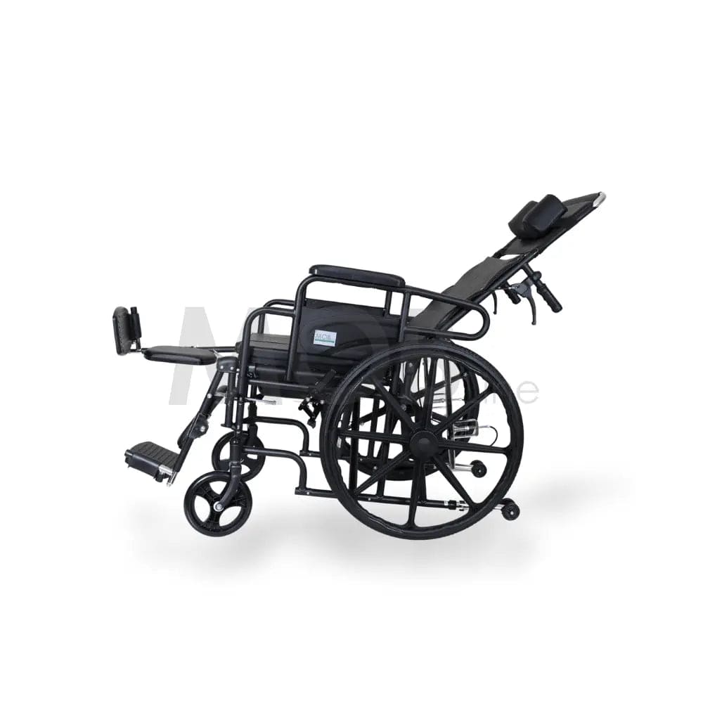 MOBLINE - STEEL RECLINING AND ELEVATING COMMODE WHEELCHAIR Cureline Healthcare