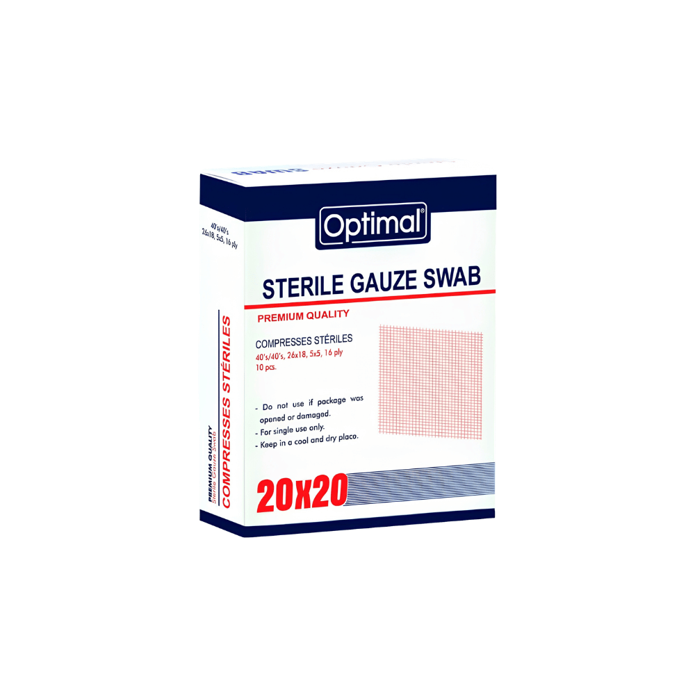 OPTIMAL Sterile Gauze Swabs – 10 Pieces, 16 Ply