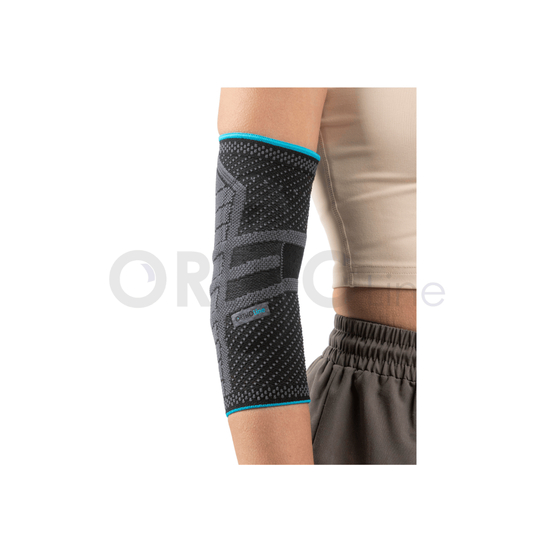 Cureline - women using Ortholine elbow brace front view
