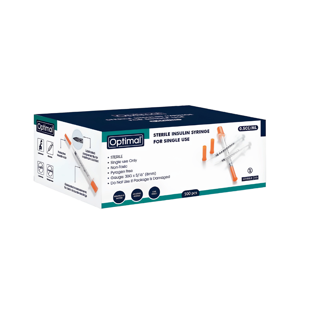 OPTIMAL Sterile Insulin Syringes – 30G, 100 Pieces